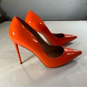 Steve Madden Vala Orange Patent Leather Pointed Toe Pump Women’s Sz 11 M